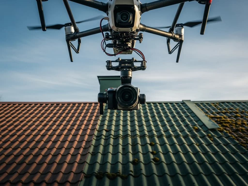 Drone kuvaa katon kuntoa