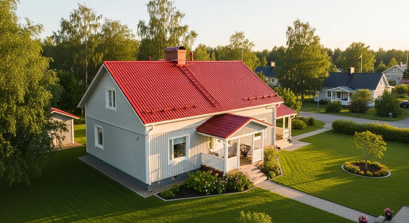 Mineriittikaton uusinta valmistunut — uusi profiilipeltikatto asennettuna asbestiton vaihto